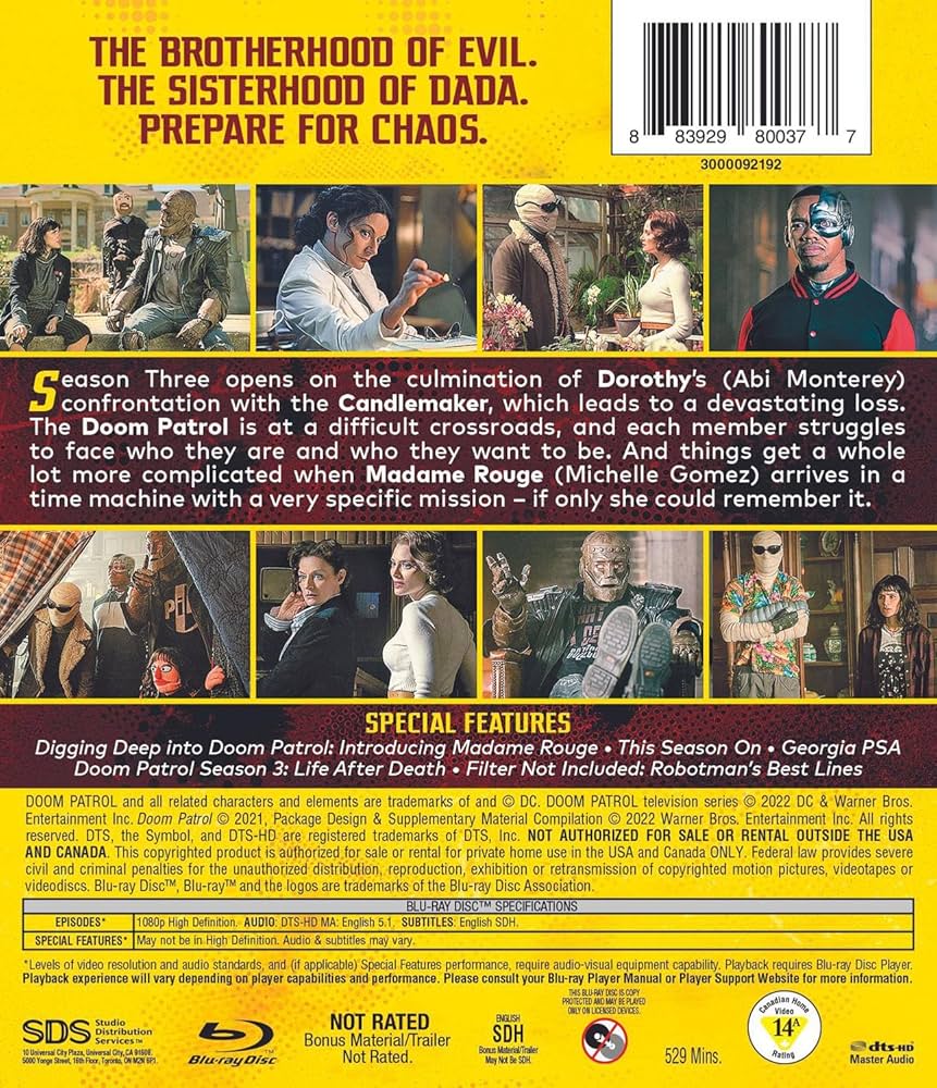 Amazon.com: Doom Patrol: The Complete Third Season (Blu-ray
